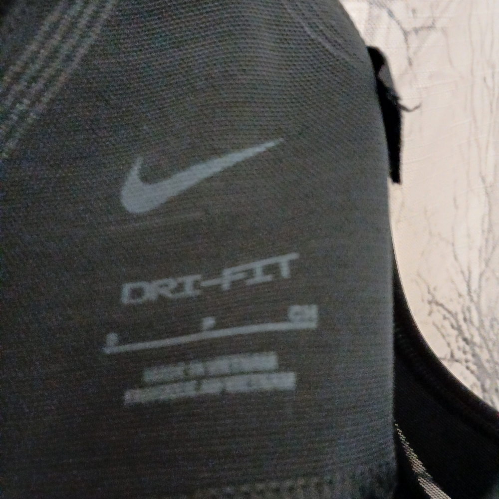 Nike Women's Black Sports Bra with White Logo - Picture 2 of 4